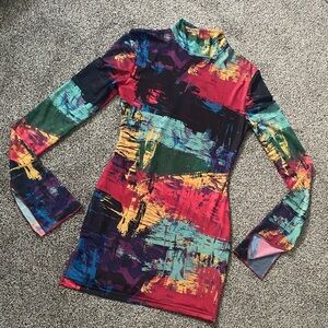 Brooklyn Karma Colorful Abstract Long Sleeve Dress